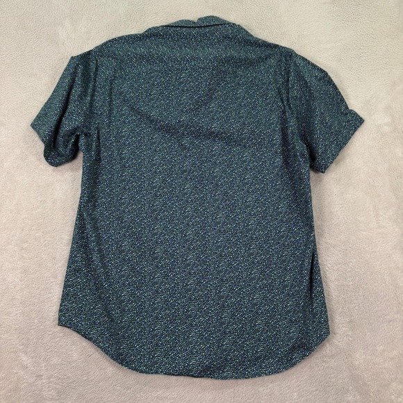 BUGATCHI Mens Large Short Sleeve Button Down Shirt Comfort Stretch Geometric EUC - Picture 6 of 6